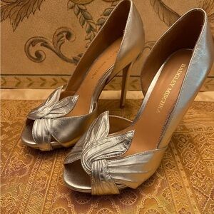 Shoes heels silver Diva designer Badgley Mischka SEXY DRESS EVENING FORMAL